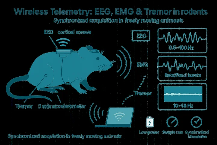 Wireless telemetry and electrophysiology illustration from the MuriPhys preclinical services deck