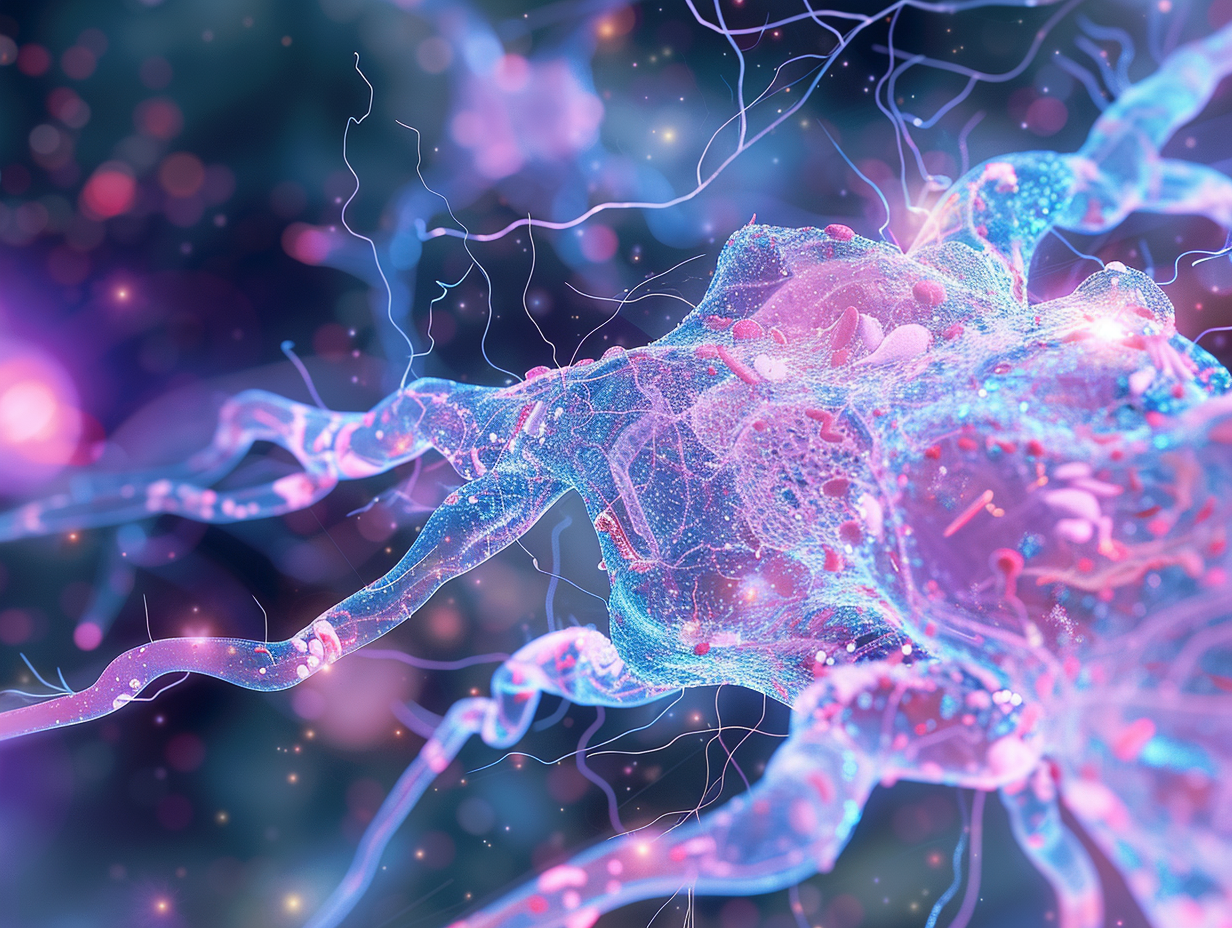 Abstract neuron illustration representing CNS drug delivery research